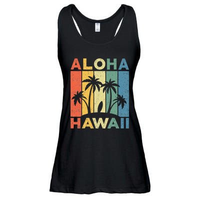 Aloha Hawaii Hawaiian Island Palm Beach Surfboard Surf Ladies Essential Flowy Tank