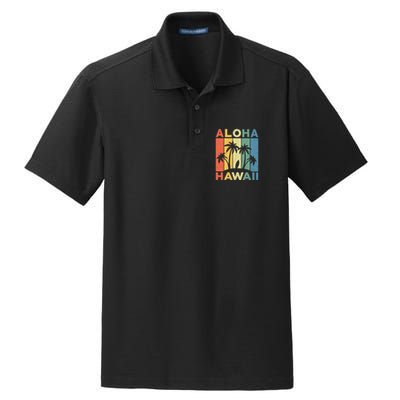 Aloha Hawaii Hawaiian Island Palm Beach Surfboard Surf Dry Zone Grid Polo
