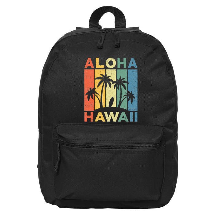 Aloha Hawaii Hawaiian Island Palm Beach Surfboard Surf 16 in Basic Backpack