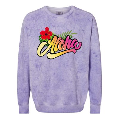 Aloha Hawaii Hawaiian Island Funny Beach Vacation Colorblast Crewneck Sweatshirt