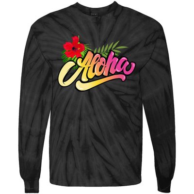 Aloha Hawaii Hawaiian Island Funny Beach Vacation Tie-Dye Long Sleeve Shirt