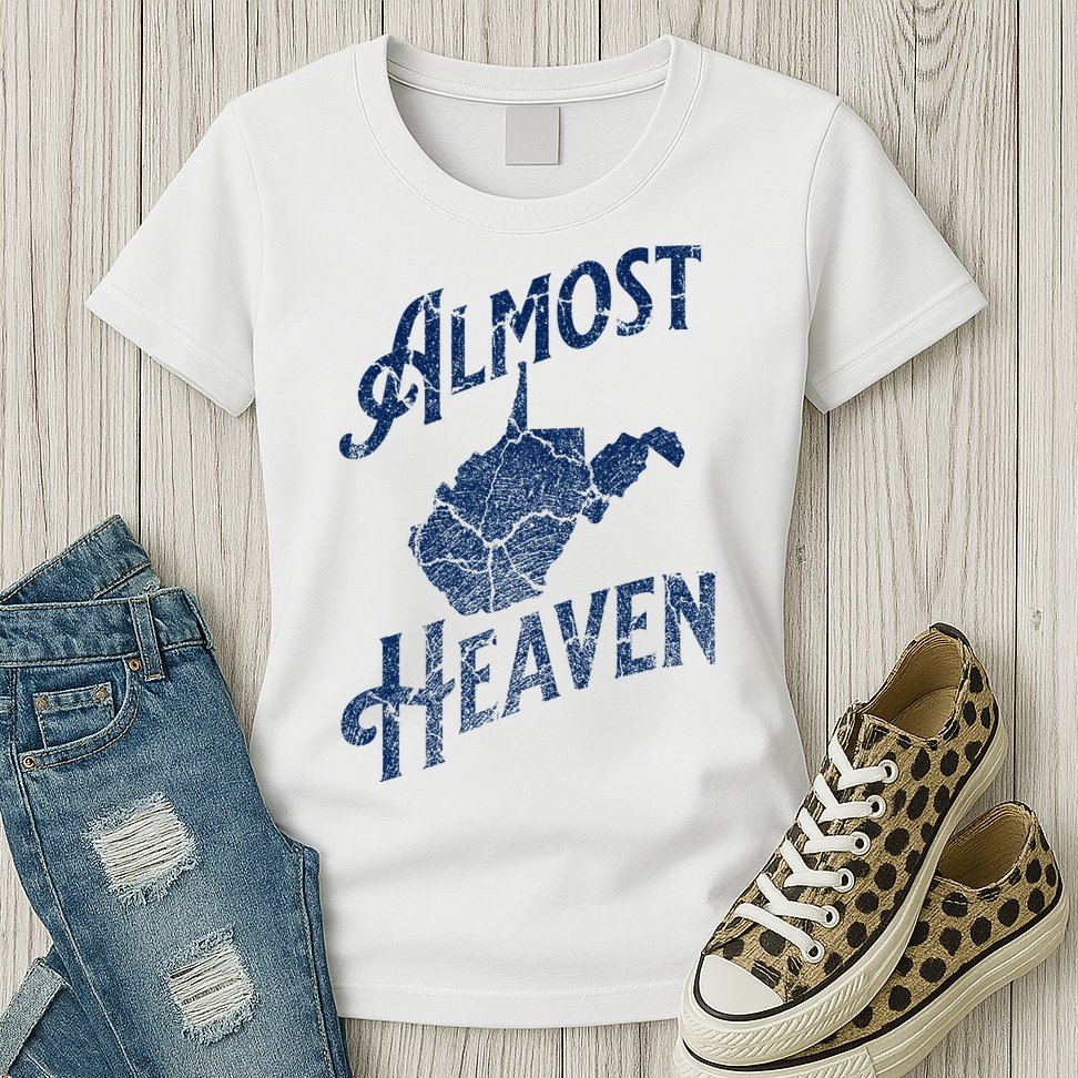 Almost Heaven Home West Virginia Map 304 Wv Womens T-Shirt