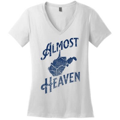 Almost Heaven Home West Virginia Map 304 Wv Women's V-Neck T-Shirt