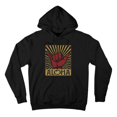 Aloha Hawaiian Hawaii Vintage Distressed Shaka Sign Hoodie