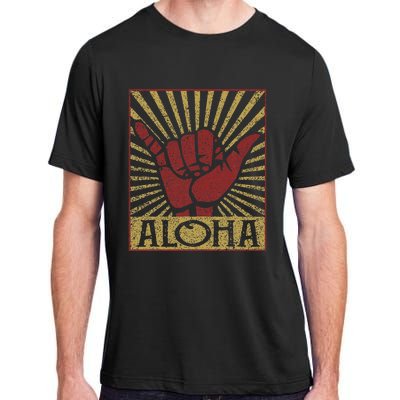 Aloha Hawaiian Hawaii Vintage Distressed Shaka Sign Adult ChromaSoft Performance T-Shirt