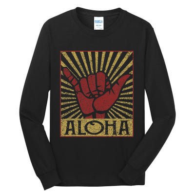 Aloha Hawaiian Hawaii Vintage Distressed Shaka Sign Tall Long Sleeve T-Shirt