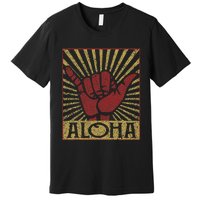 Aloha Hawaiian Hawaii Vintage Distressed Shaka Sign Premium T-Shirt