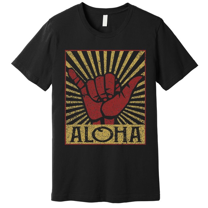 Aloha Hawaiian Hawaii Vintage Distressed Shaka Sign Premium T-Shirt