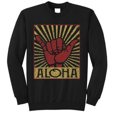 Aloha Hawaiian Hawaii Vintage Distressed Shaka Sign Tall Sweatshirt