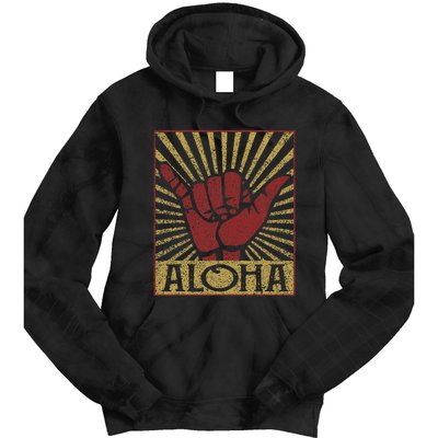 Aloha Hawaiian Hawaii Vintage Distressed Shaka Sign Tie Dye Hoodie