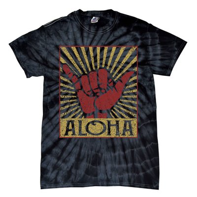 Aloha Hawaiian Hawaii Vintage Distressed Shaka Sign Tie-Dye T-Shirt