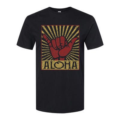 Aloha Hawaiian Hawaii Vintage Distressed Shaka Sign Softstyle CVC T-Shirt