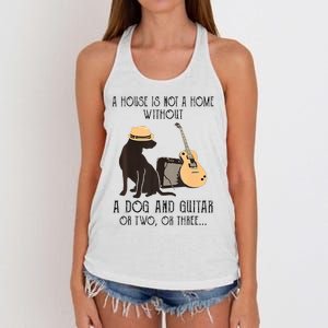 A House Is Not A Home Without A Dog And Guitar Or Two Women's Knotted Racerback Tank