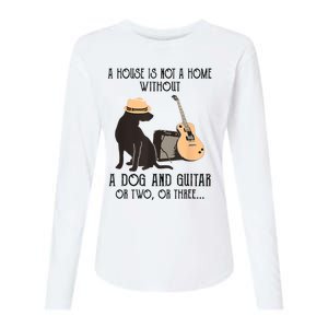 A House Is Not A Home Without A Dog And Guitar Or Two Womens Cotton Relaxed Long Sleeve T-Shirt