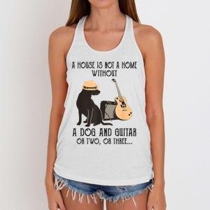 A House Is Not A Home Without A Dog And Guitar Or Two Women's Knotted Racerback Tank