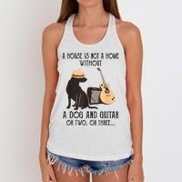 A House Is Not A Home Without A Dog And Guitar Or Two Women's Knotted Racerback Tank