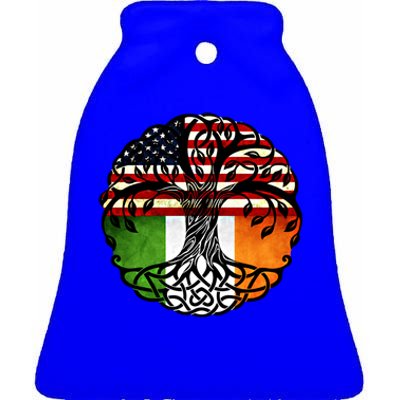 American Heart Irish Roots Patriot Usa Ireland Flag Cool Gift Ceramic Bell Ornament