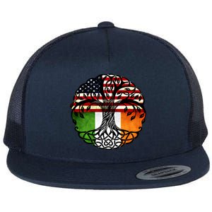 American Heart Irish Roots Patriot Usa Ireland Flag Cool Gift Flat Bill Trucker Hat