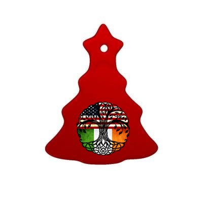 American Heart Irish Roots Patriot Usa Ireland Flag Cool Gift Ceramic Tree Ornament