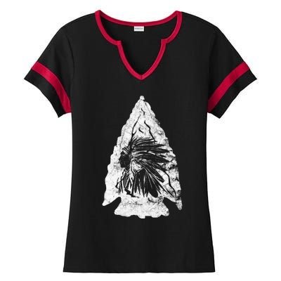 Arrowhead Hunter Indian Chief Relic Hunting Native American Ladies Halftime Notch Neck Tee