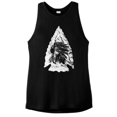 Arrowhead Hunter Indian Chief Relic Hunting Native American Ladies PosiCharge Tri-Blend Wicking Tank