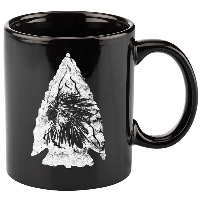 Arrowhead Hunter Indian Chief Relic Hunting Native American 11oz C Handle Ceramic Mug
