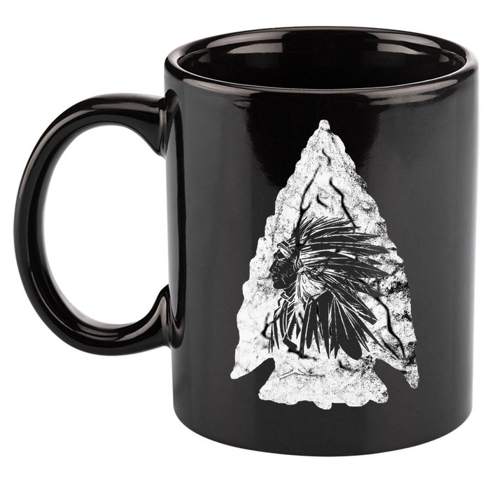 Arrowhead Hunter Indian Chief Relic Hunting Native American 11oz C Handle Ceramic Mug