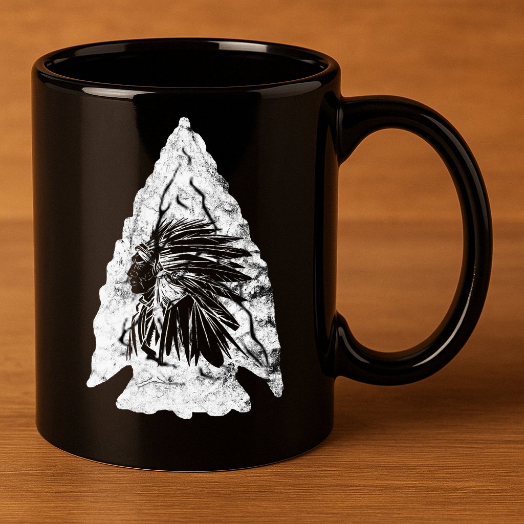 Arrowhead Hunter Indian Chief Relic Hunting Native American 11oz C Handle Ceramic Mug