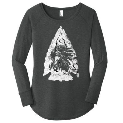 Arrowhead Hunter Indian Chief Relic Hunting Native American Women's Perfect Tri Tunic Long Sleeve Shirt