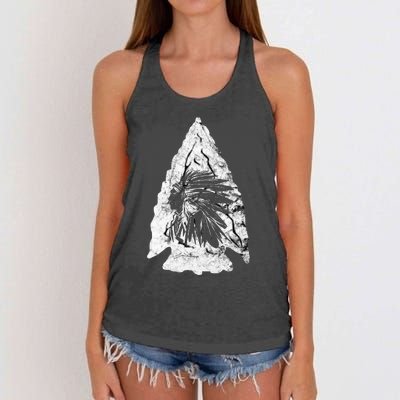 Arrowhead Hunter Indian Chief Relic Hunting Native American Women's Knotted Racerback Tank