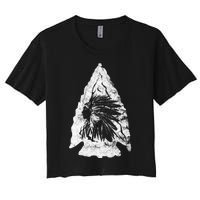 Arrowhead Hunter Indian Chief Relic Hunting Native American Women's Crop Top Tee