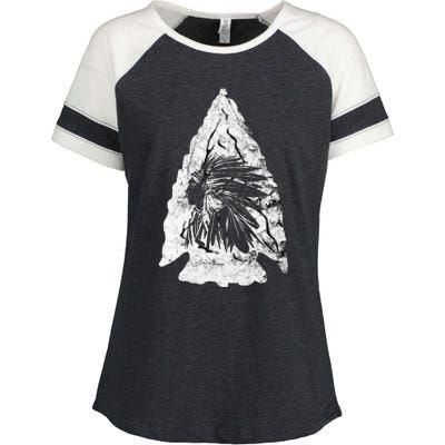 Arrowhead Hunter Indian Chief Relic Hunting Native American Enza Ladies Jersey Colorblock Tee