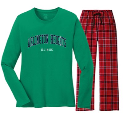 Arlington Heights Illinois Vintage Women's Long Sleeve Flannel Pajama Set 