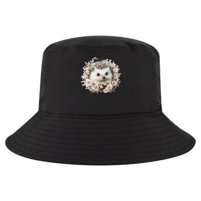 Adorable Hedgehog In Floral Frame Cool Comfort Performance Bucket Hat