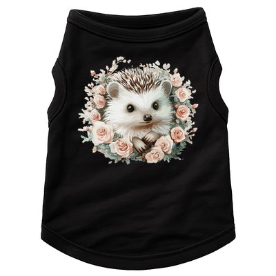 Adorable Hedgehog In Floral Frame Doggie Tank