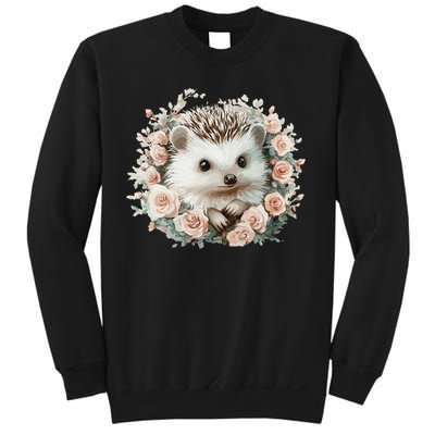 Adorable Hedgehog In Floral Frame Sweatshirt