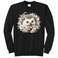 Adorable Hedgehog In Floral Frame Sweatshirt