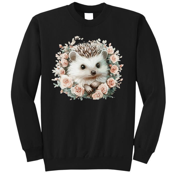 Adorable Hedgehog In Floral Frame Sweatshirt