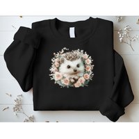 Adorable Hedgehog In Floral Frame Sweatshirt