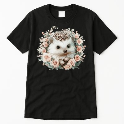 Adorable Hedgehog In Floral Frame Tall T-Shirt