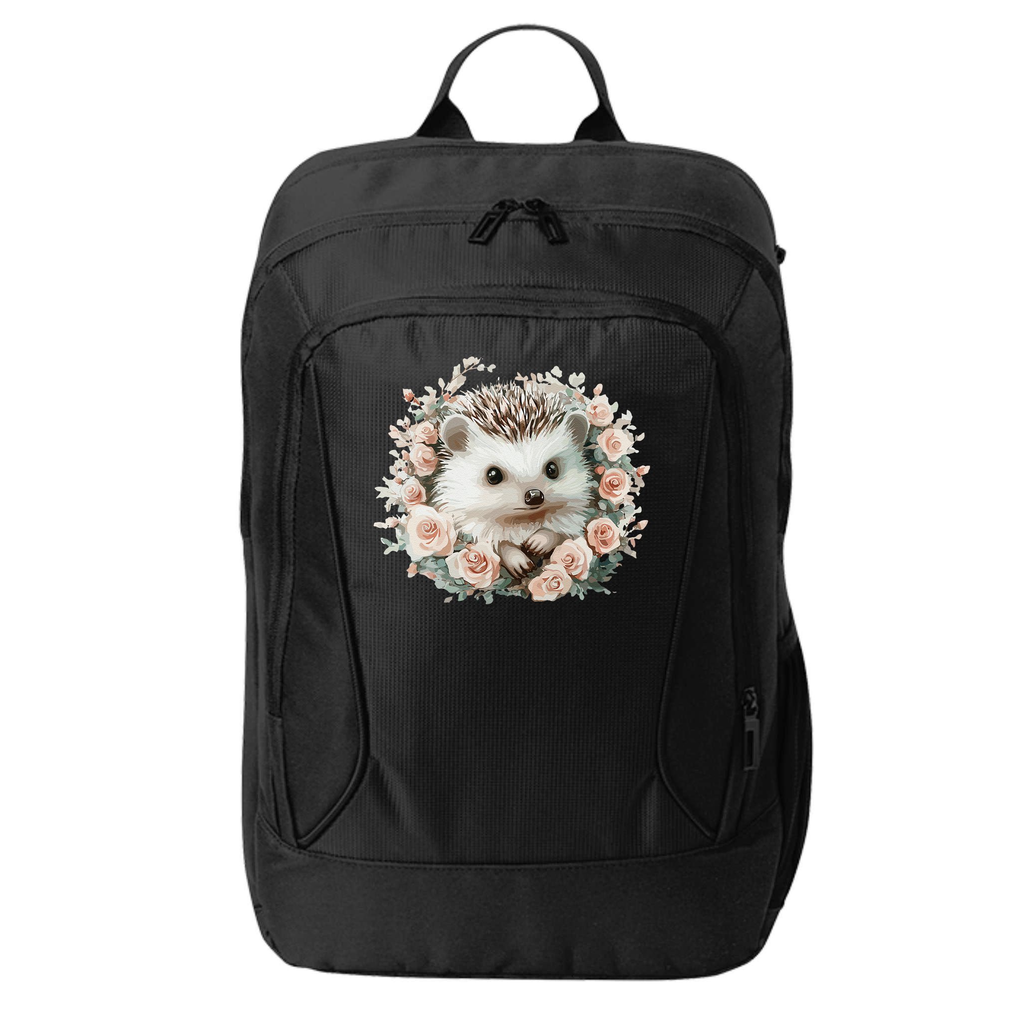Adorable Hedgehog In Floral Frame City Backpack