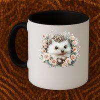 Adorable Hedgehog In Floral Frame Mug