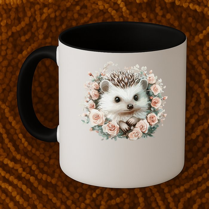 Adorable Hedgehog In Floral Frame Mug
