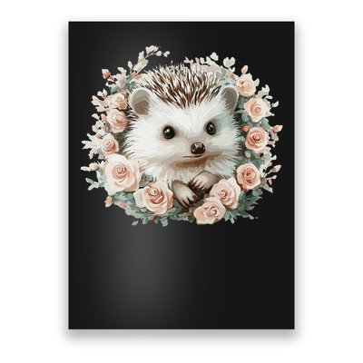 Adorable Hedgehog In Floral Frame Poster