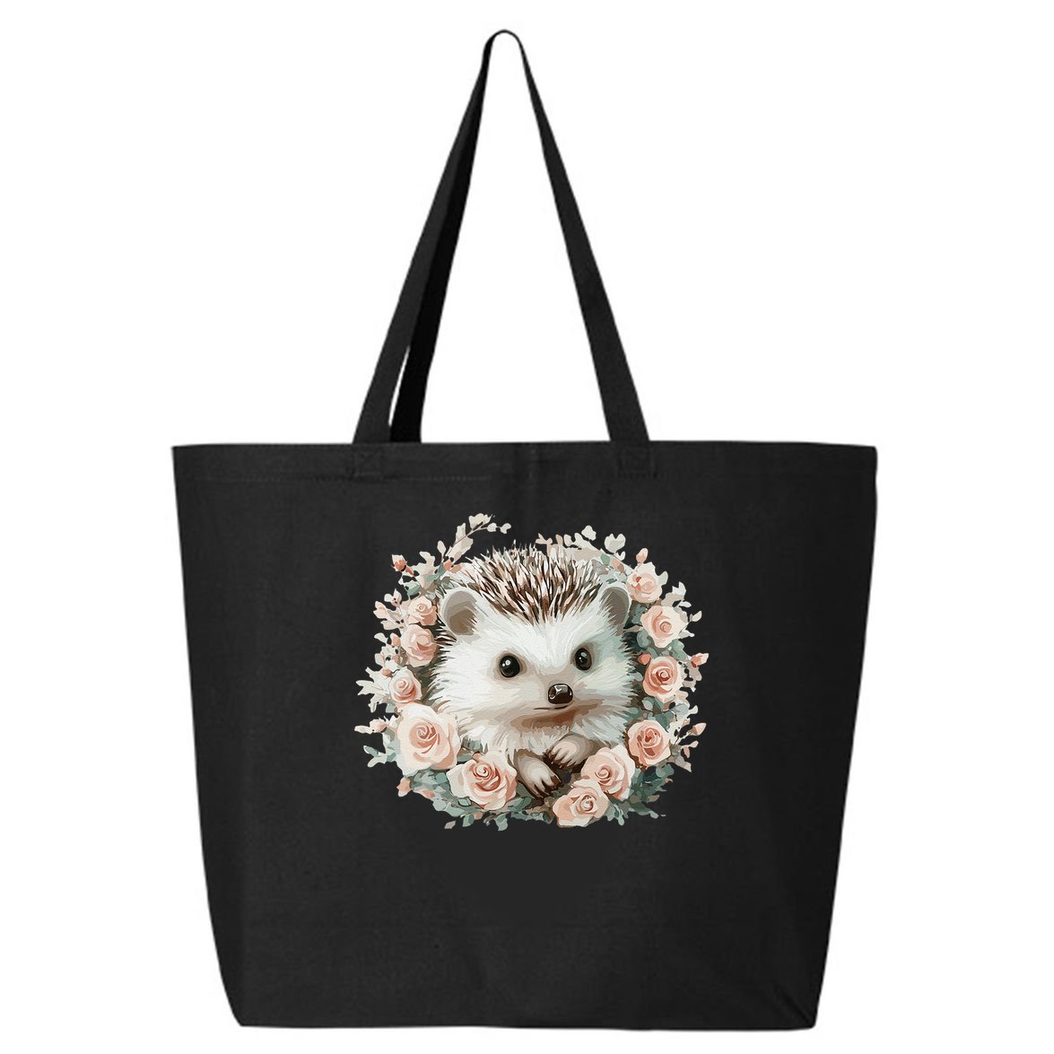 Adorable Hedgehog In Floral Frame 25L Jumbo Tote