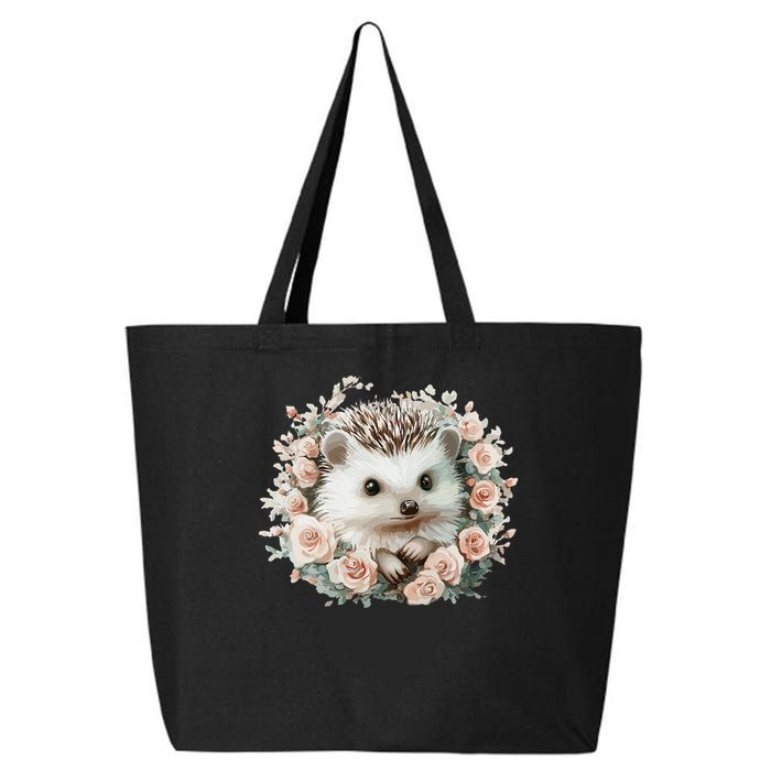 Adorable Hedgehog In Floral Frame 25L Jumbo Tote