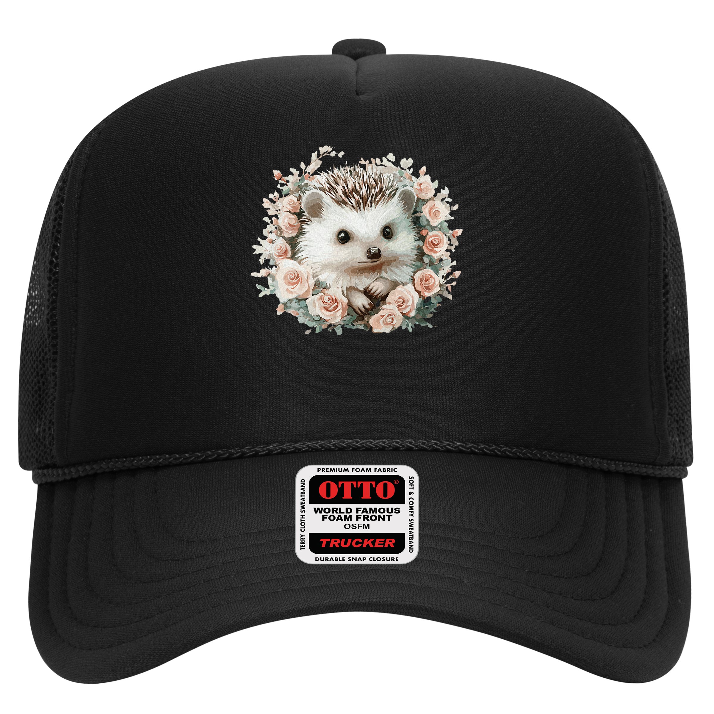 Adorable Hedgehog In Floral Frame Hat