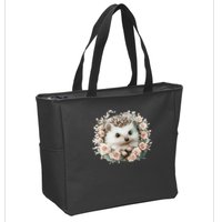 Adorable Hedgehog In Floral Frame Zip Tote Bag