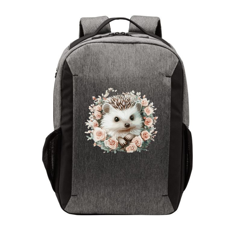 Adorable Hedgehog In Floral Frame Vector Backpack