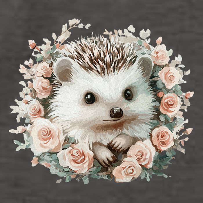 Adorable Hedgehog In Floral Frame Vector Backpack